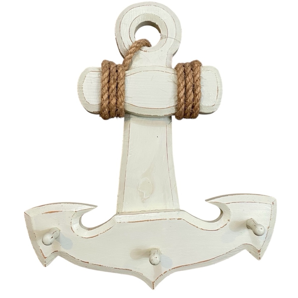 White Anchor Wall Hook Decor